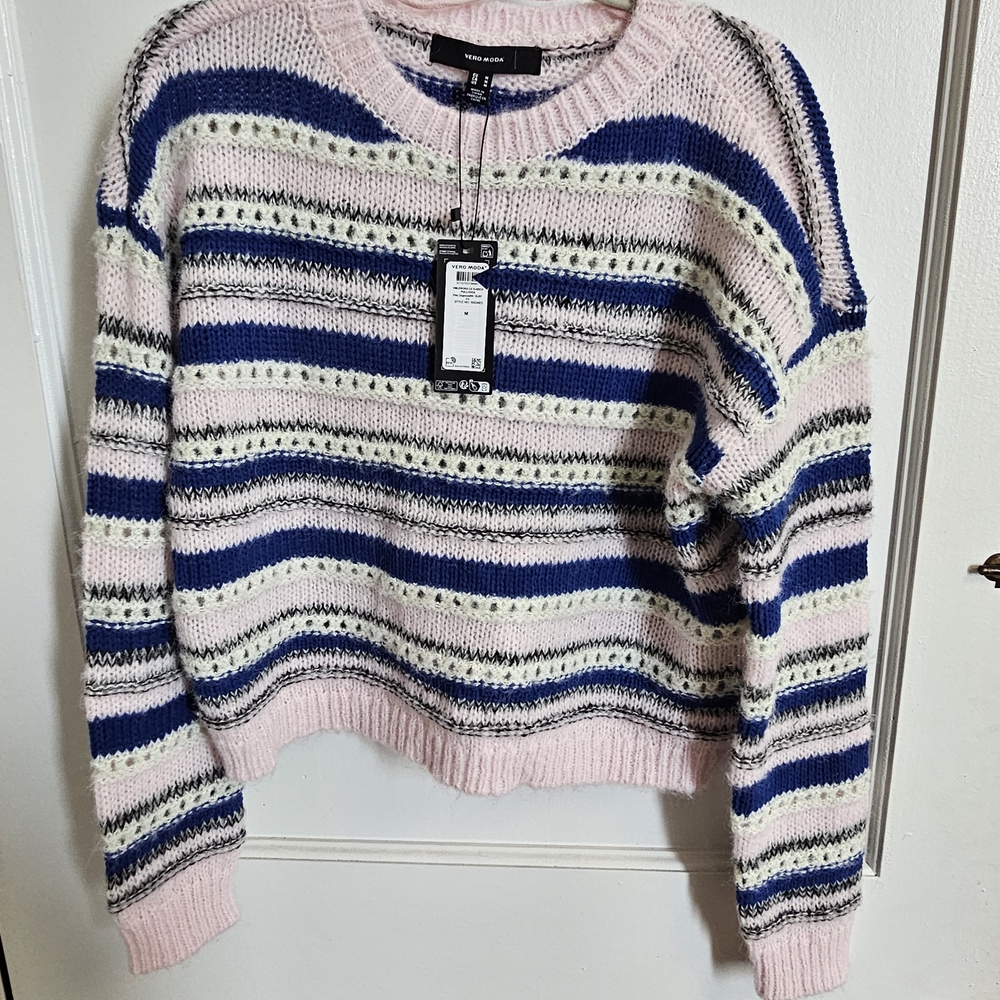 Multicolor Striped Crew Neck Sweater